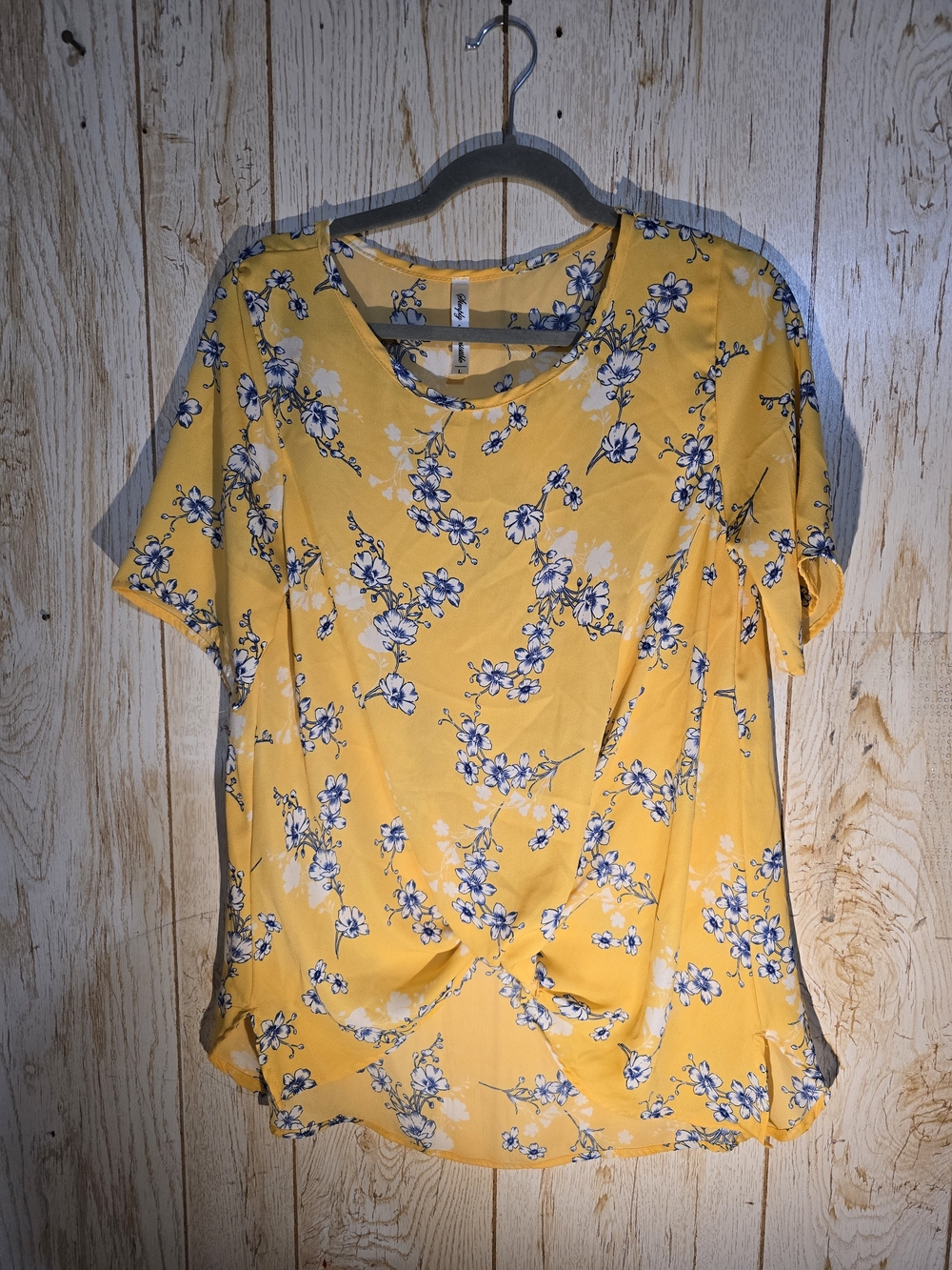 Simply Irresistible Yellow Floral Short-Sleeve Twist-Front Blouse
